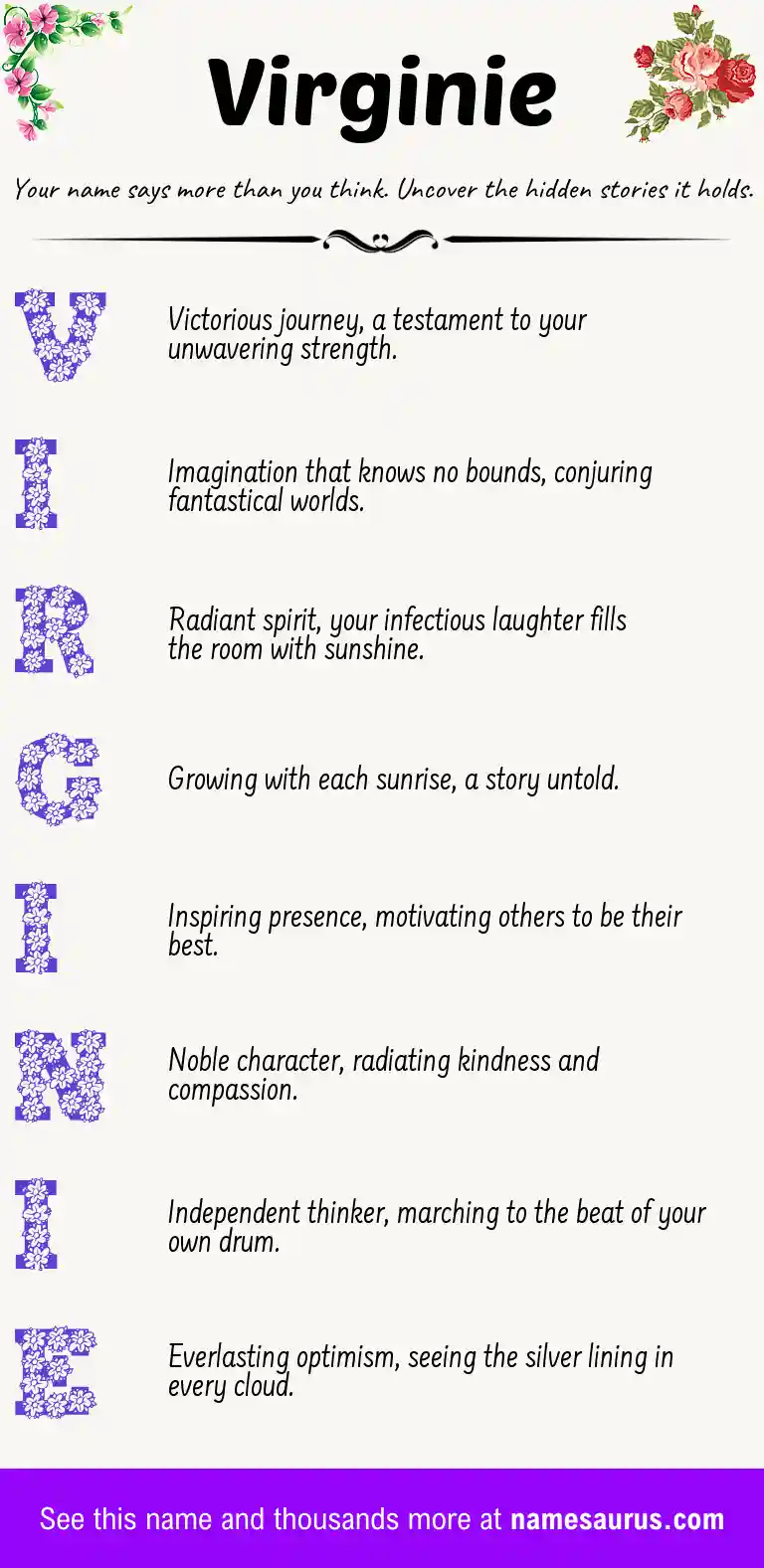 Acrostic poem about Virginie.