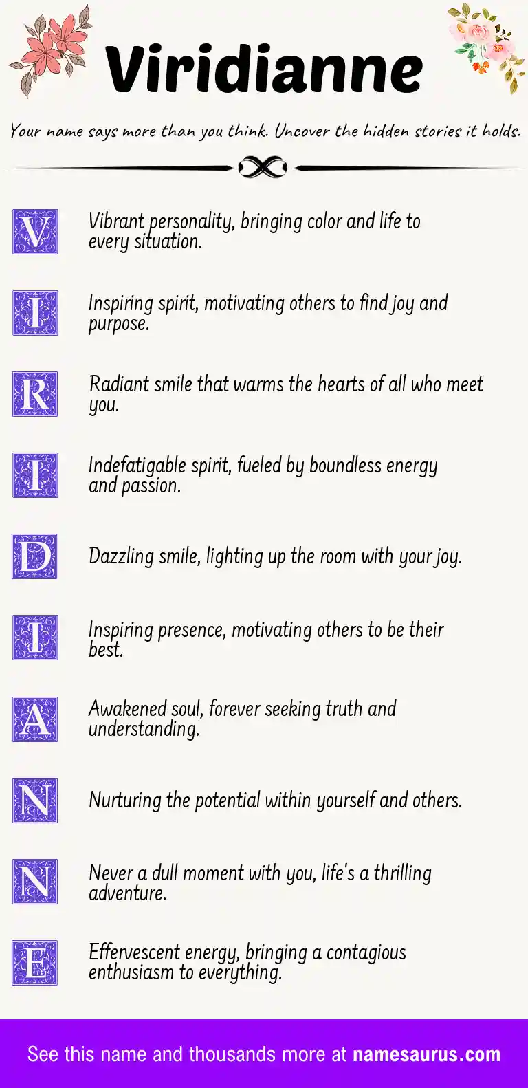 Acrostic poem about Viridianne.