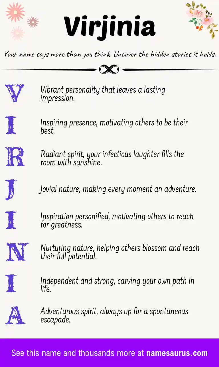 Acrostic poem about Virjinia.