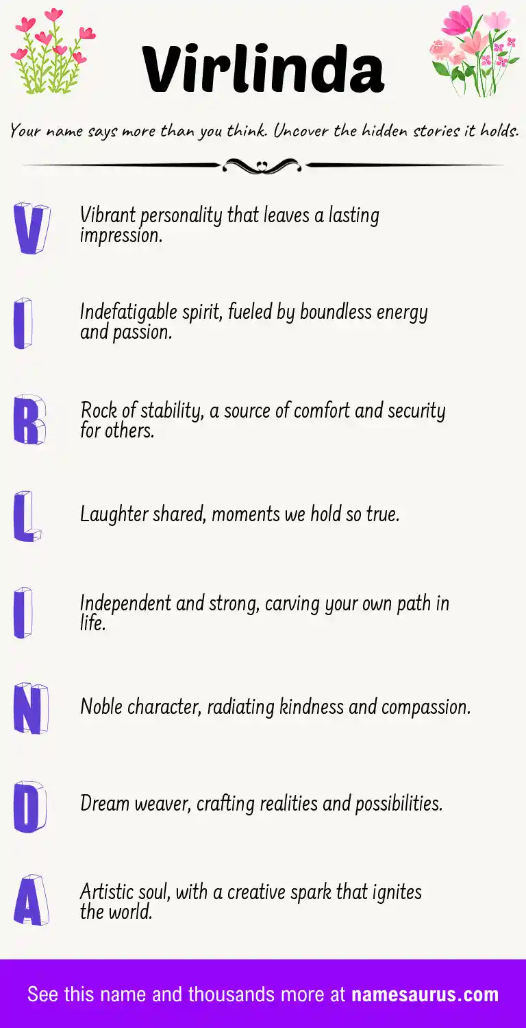 Acrostic poem about Virlinda.