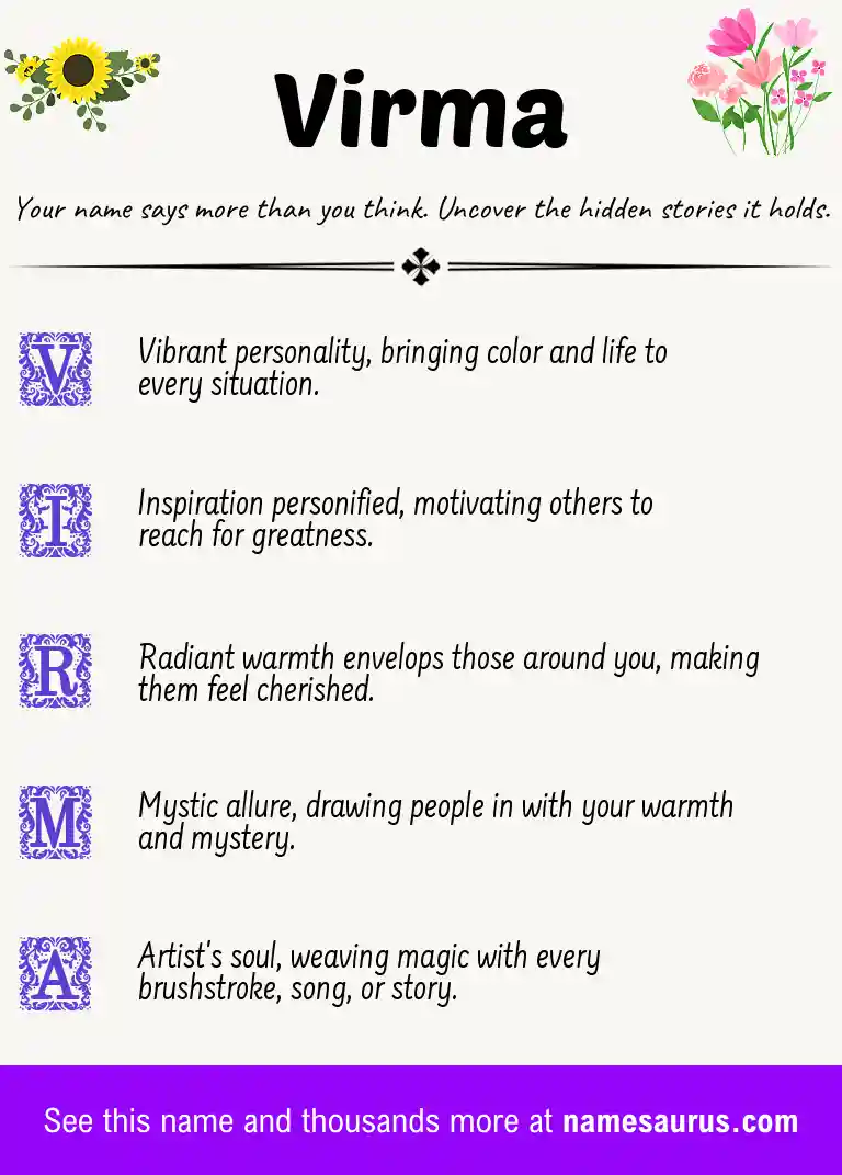 Acrostic poem about Virma.
