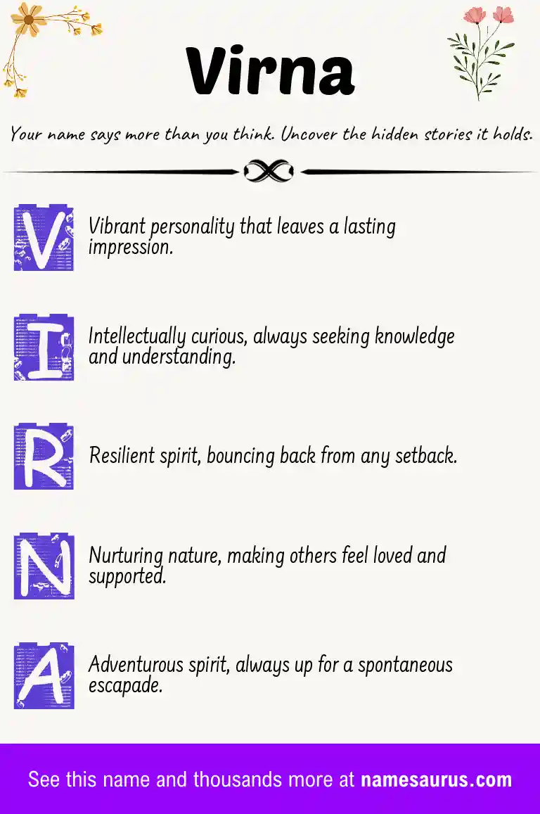 Acrostic poem about Virna.
