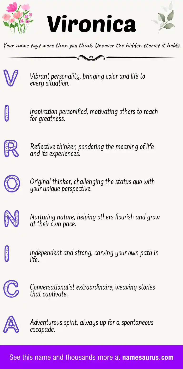 Acrostic poem about Vironica.