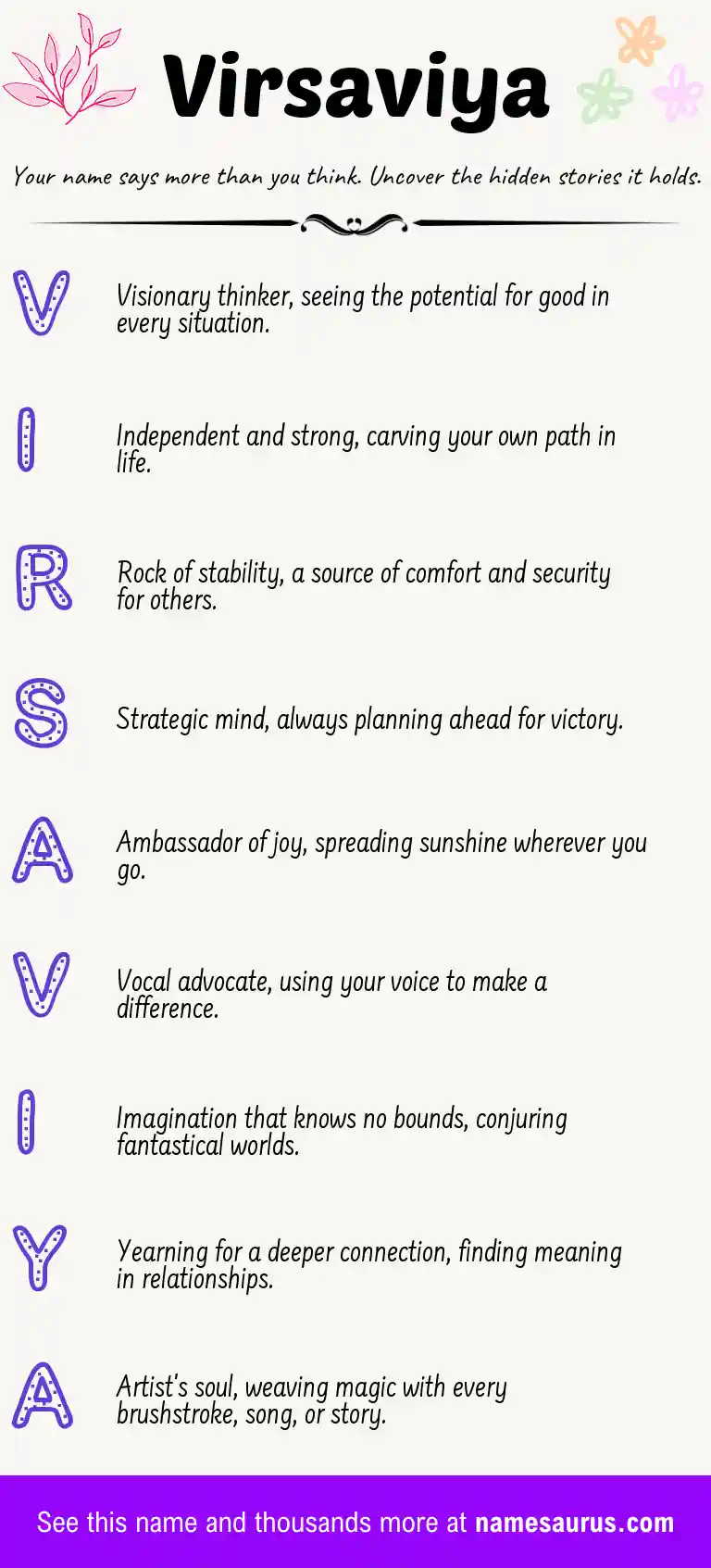 Acrostic poem about Virsaviya.