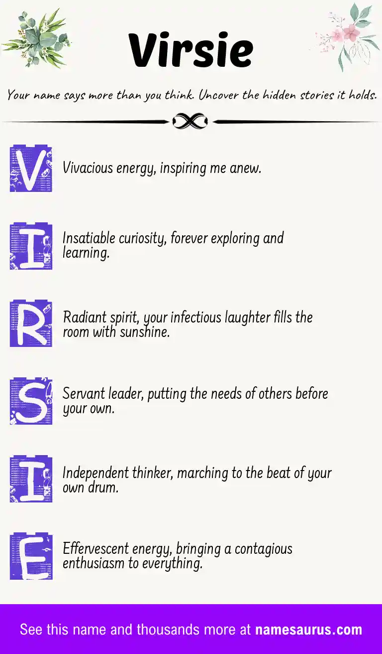 Acrostic poem about Virsie.