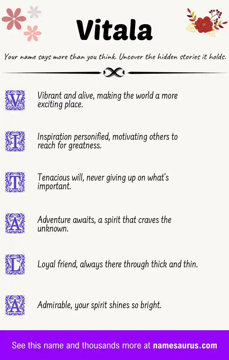 Acrostic poem about Vitala.