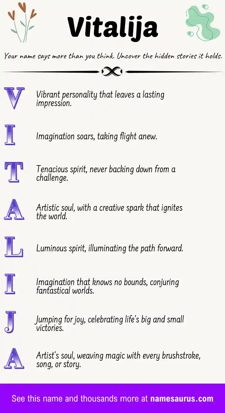 Acrostic poem about Vitalija.