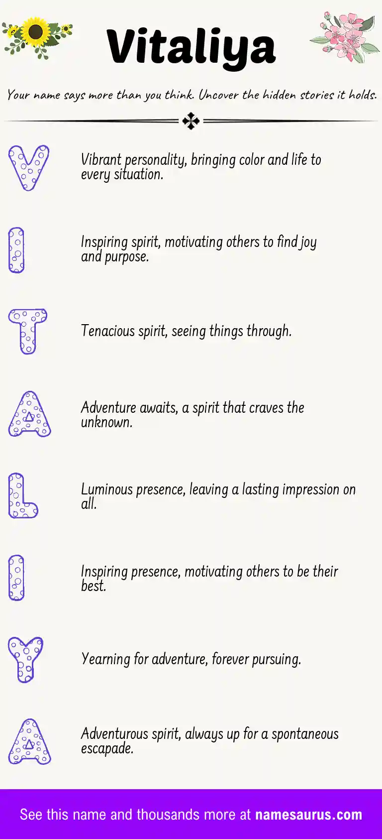 Acrostic poem about Vitaliya.