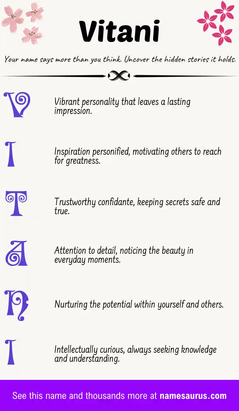 Acrostic poem about Vitani.