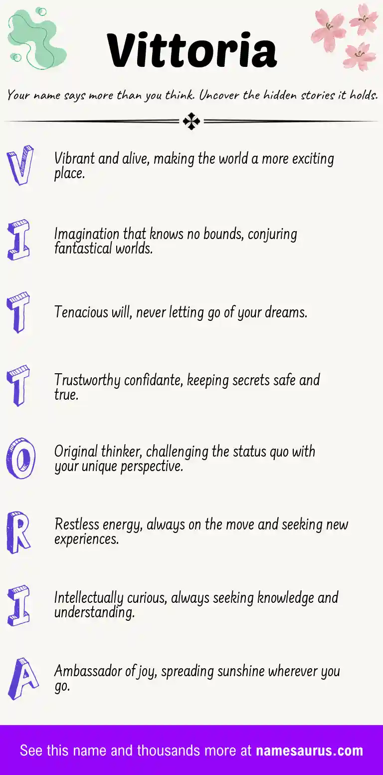 Acrostic poem about Vittoria.
