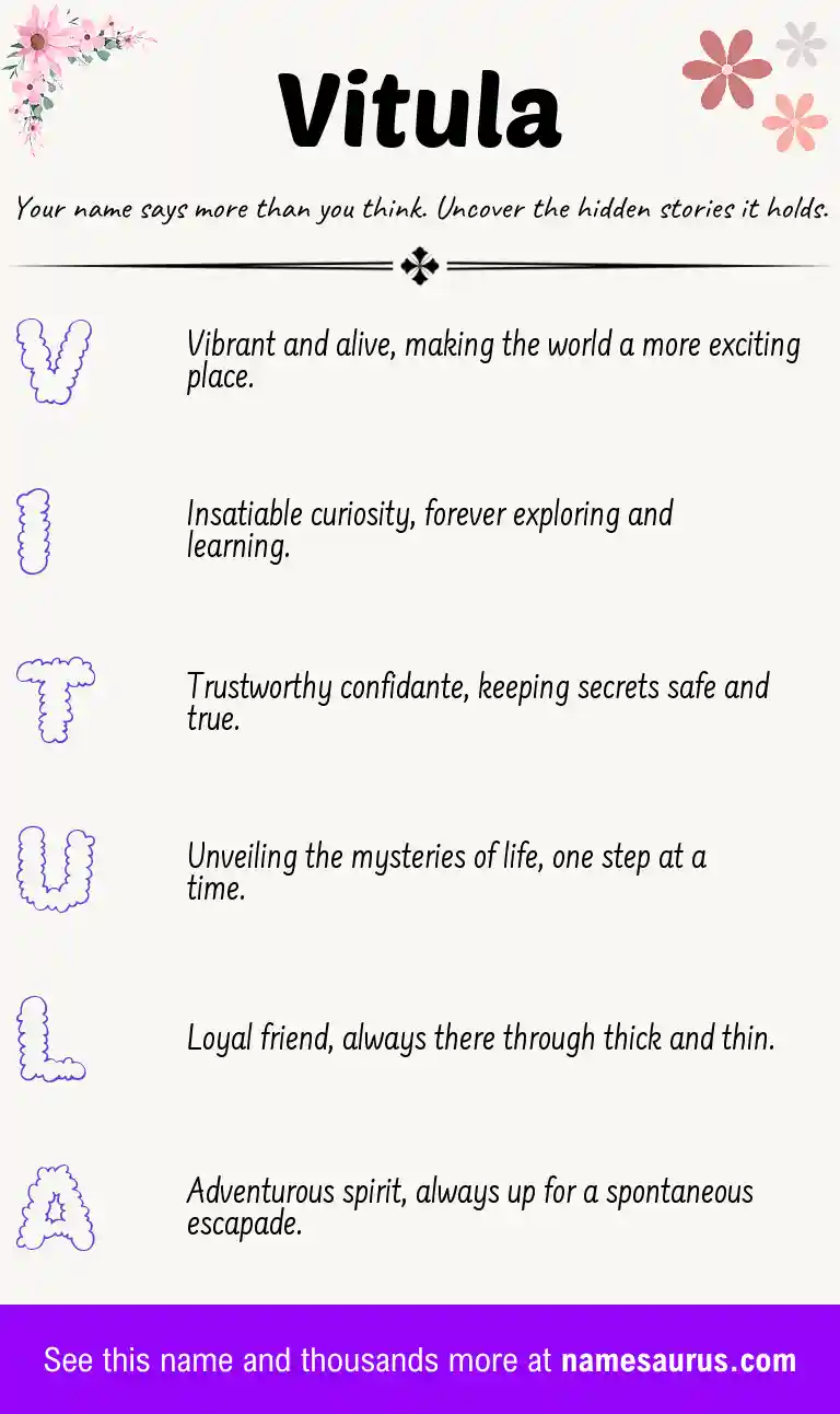 Acrostic poem about Vitula.