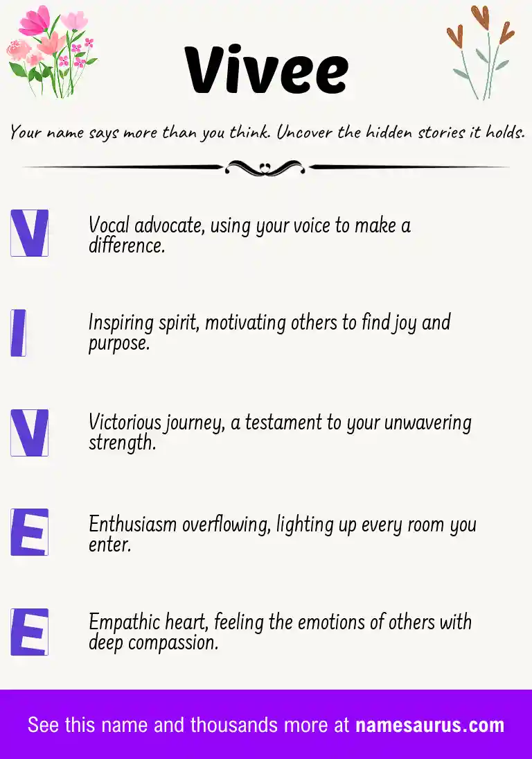 Acrostic poem about Vivee.