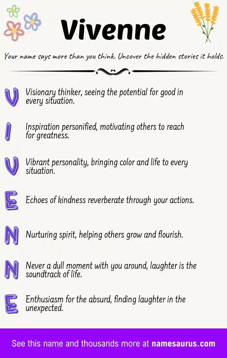 Acrostic poem about Vivenne.