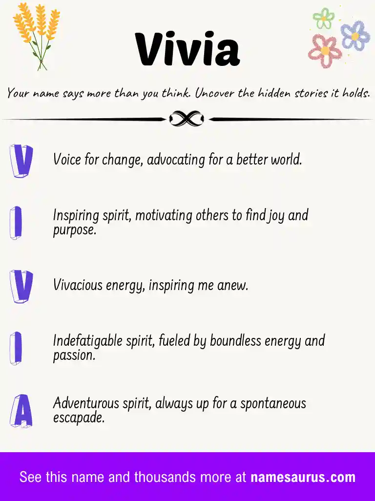 Acrostic poem about Vivia.