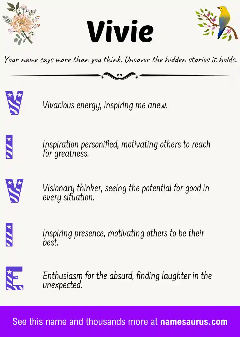 Acrostic poem about Vivie.