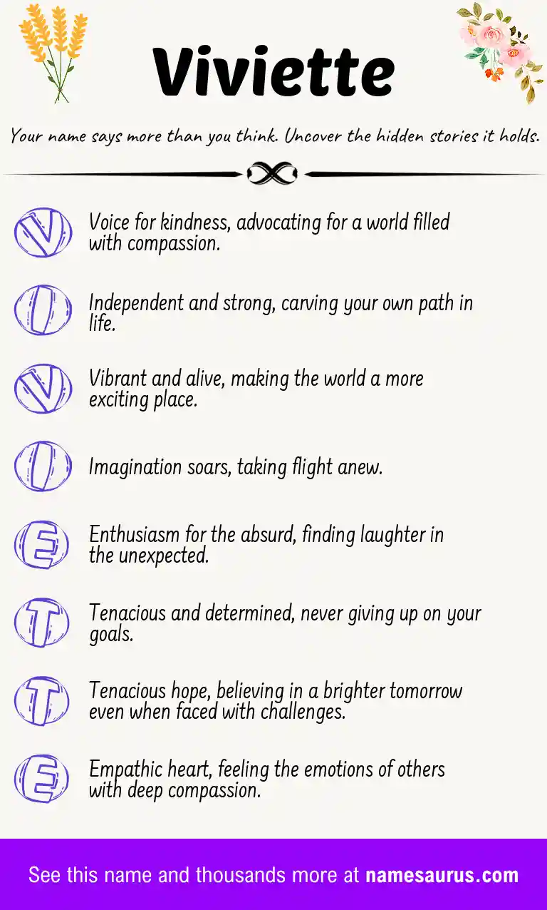 Acrostic poem about Viviette.
