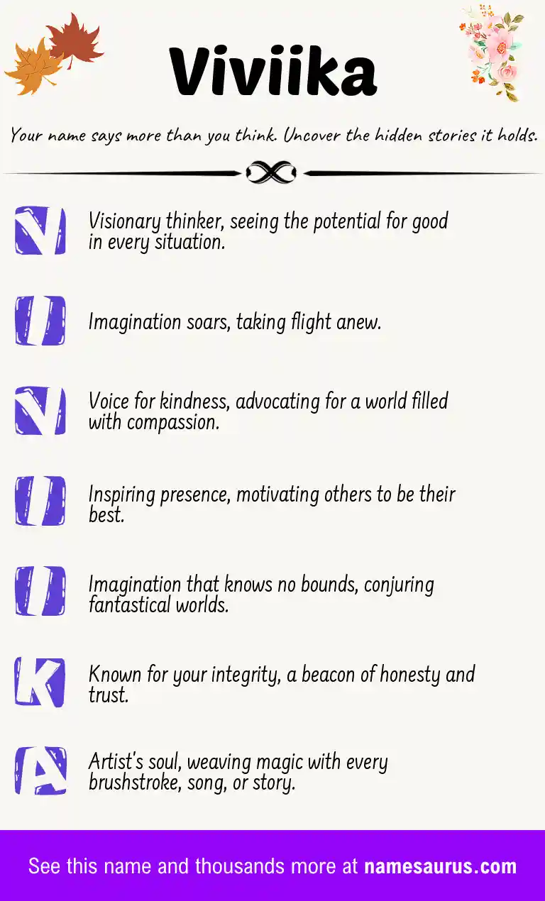Acrostic poem about Viviika.