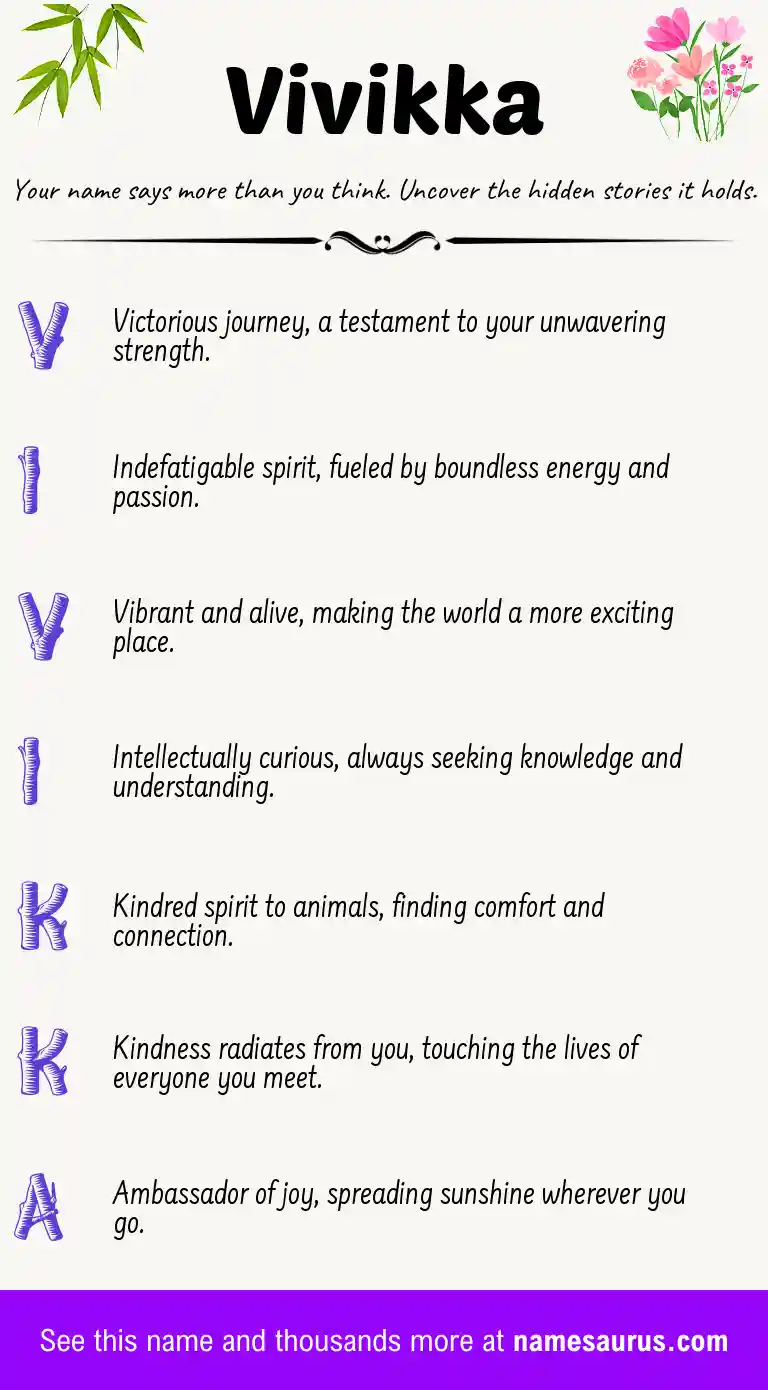 Acrostic poem about Vivikka.