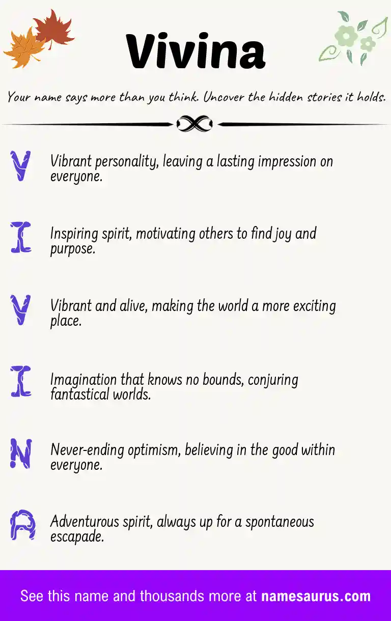 Acrostic poem about Vivina.