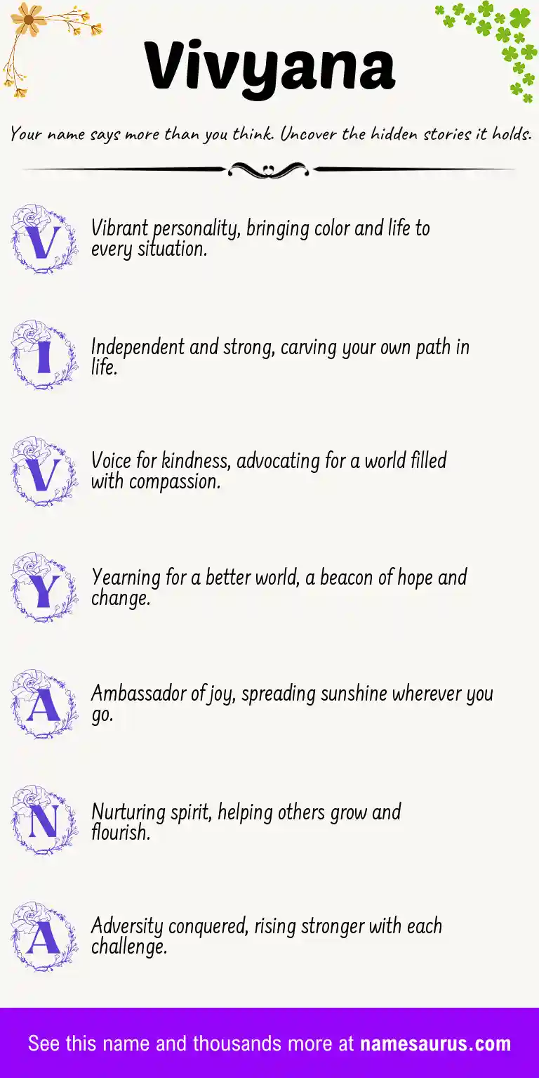Acrostic poem about Vivyana.