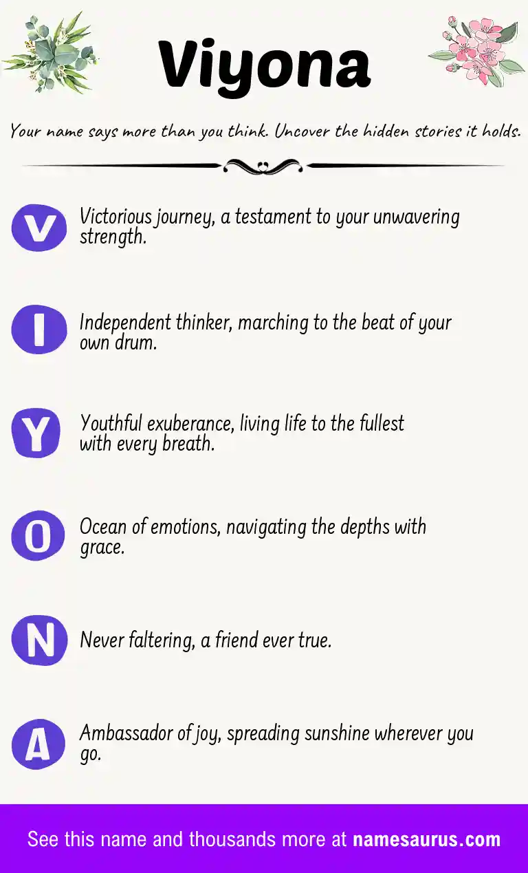 Acrostic poem about Viyona.