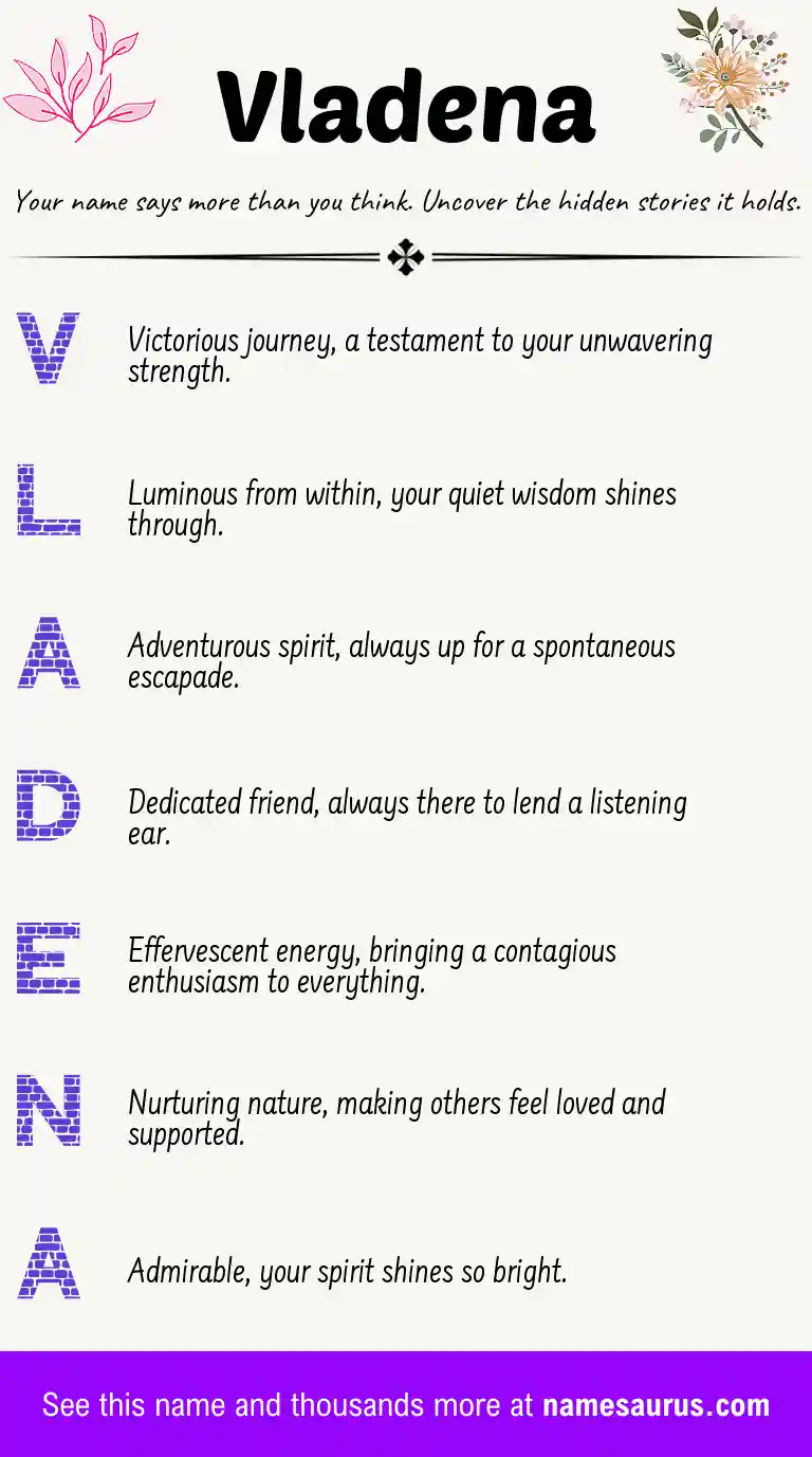 Acrostic poem about Vladena.