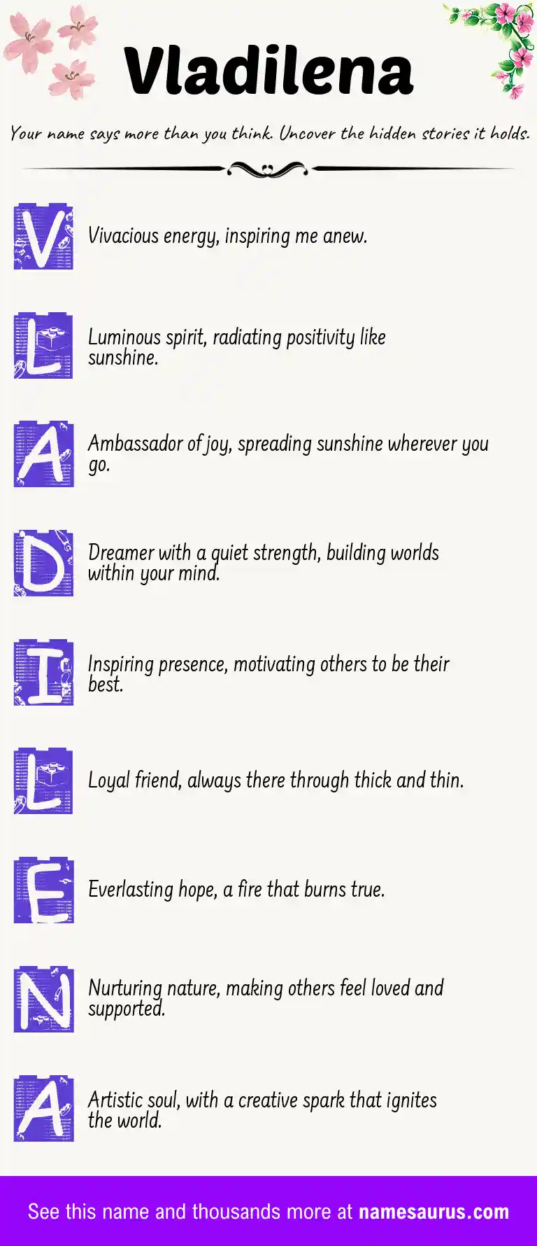 Acrostic poem about Vladilena.