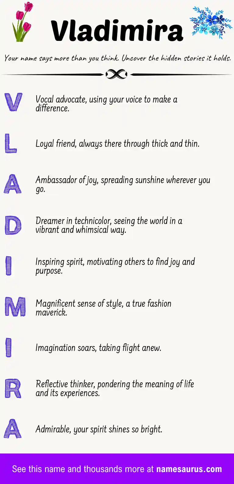 Acrostic poem about Vladimira.