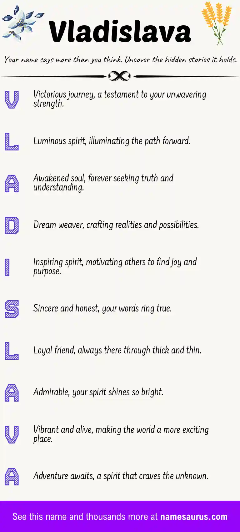 Acrostic poem about Vladislava.