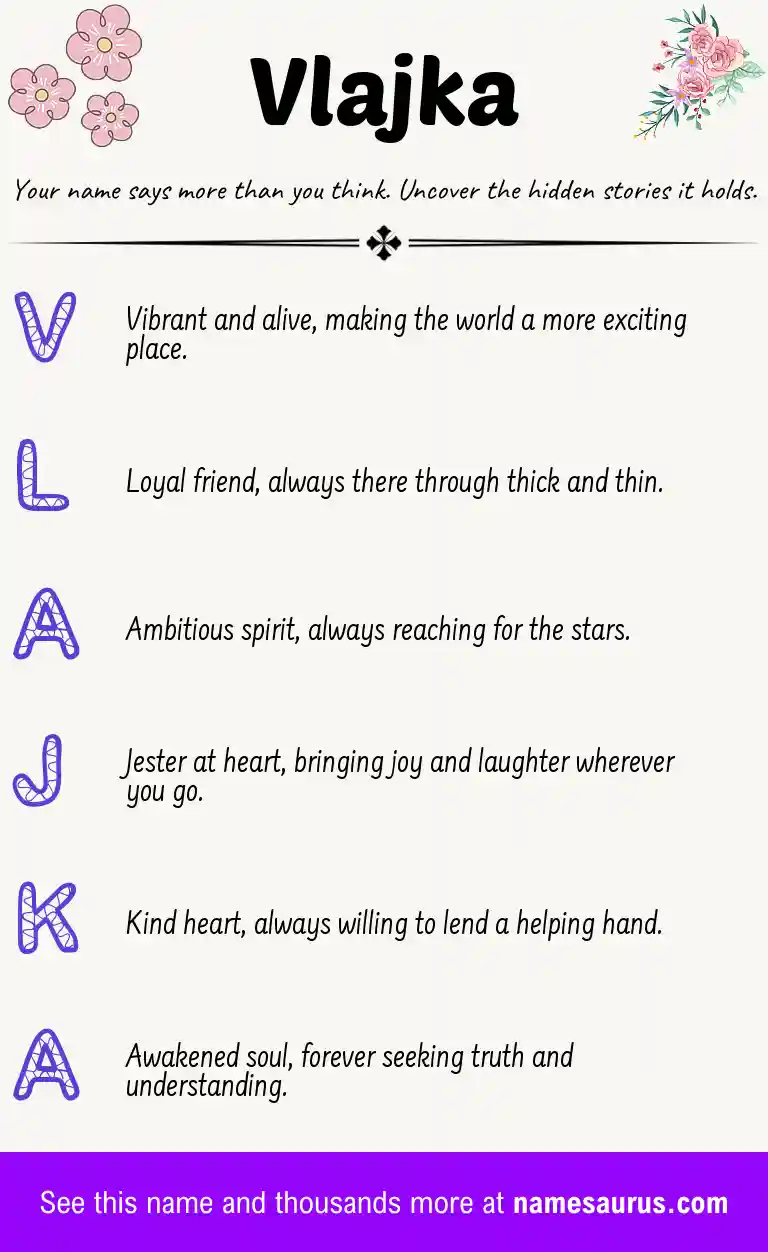 Acrostic poem about Vlajka.