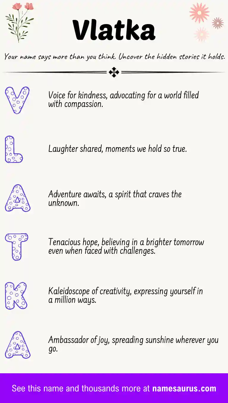 Acrostic poem about Vlatka.