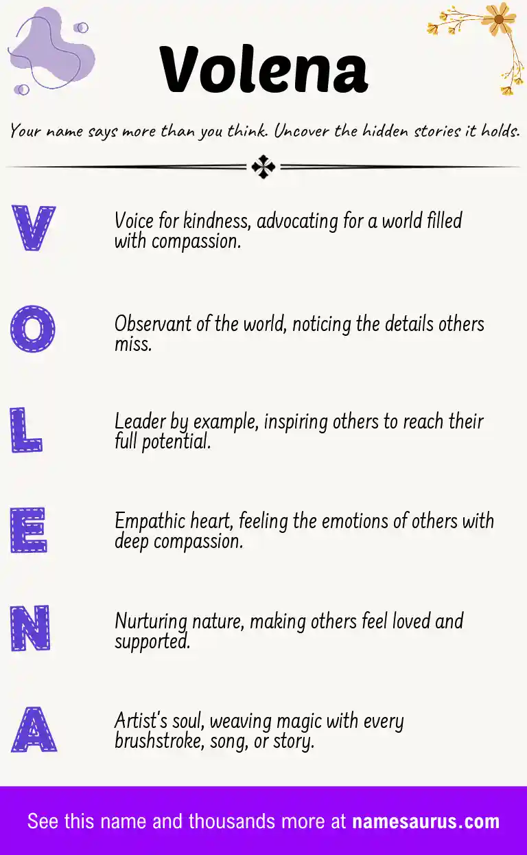 Acrostic poem about Volena.