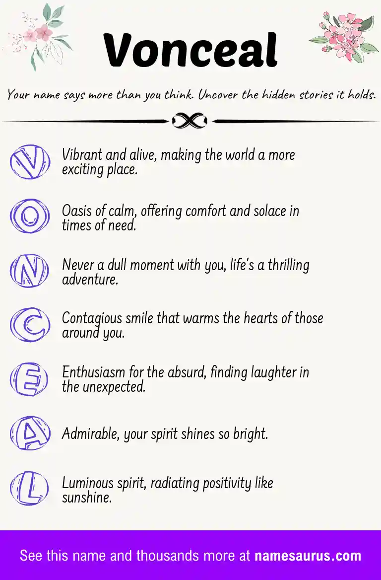 Acrostic poem about Vonceal.