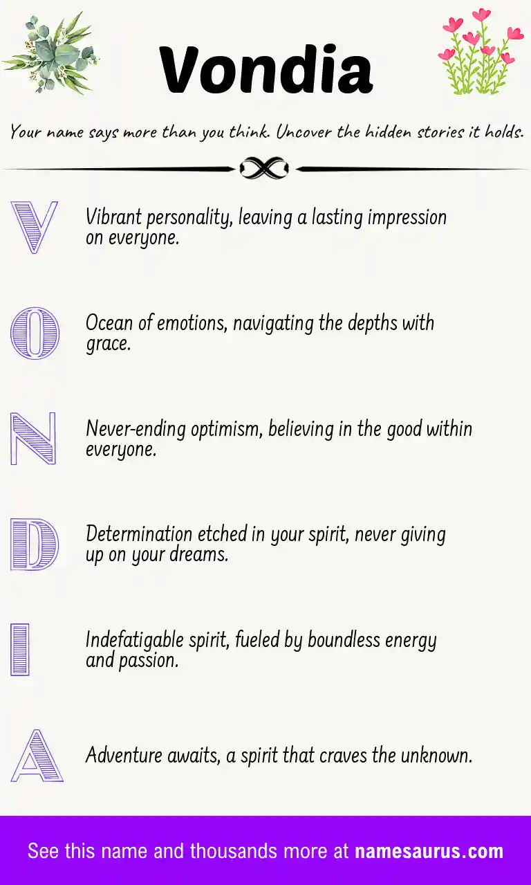 Acrostic poem about Vondia.