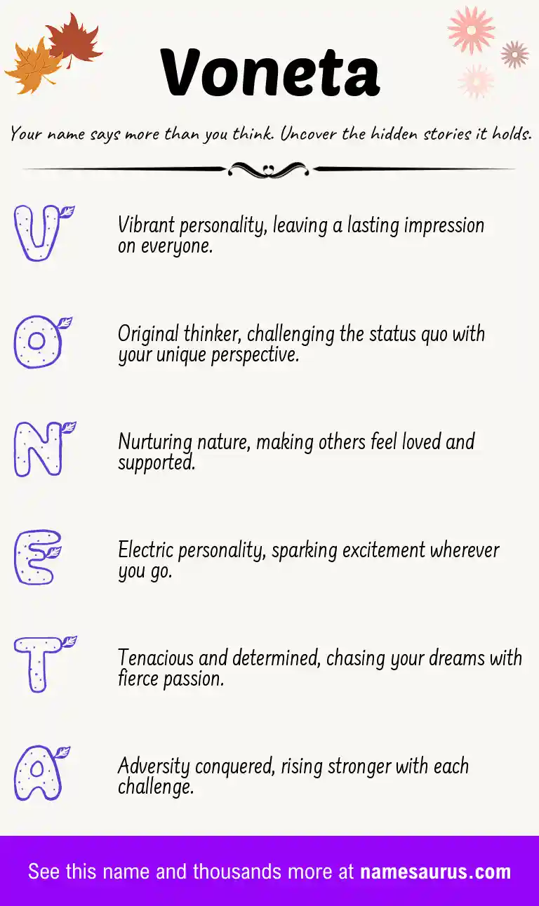 Acrostic poem about Voneta.