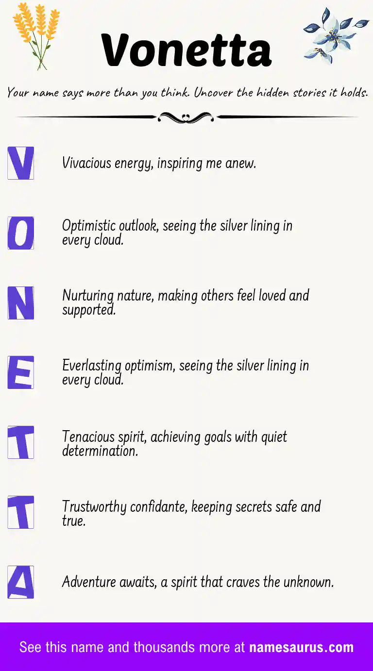 Acrostic poem about Vonetta.
