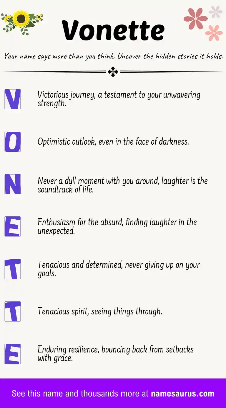 Acrostic poem about Vonette.