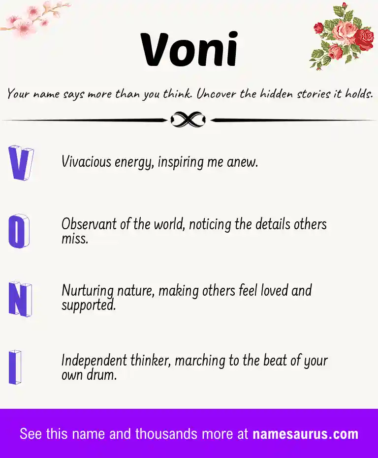 Acrostic poem about Voni.