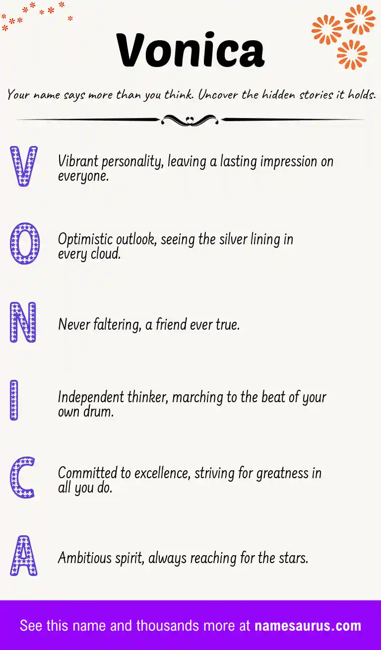 Acrostic poem about Vonica.