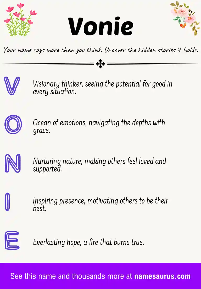 Acrostic poem about Vonie.