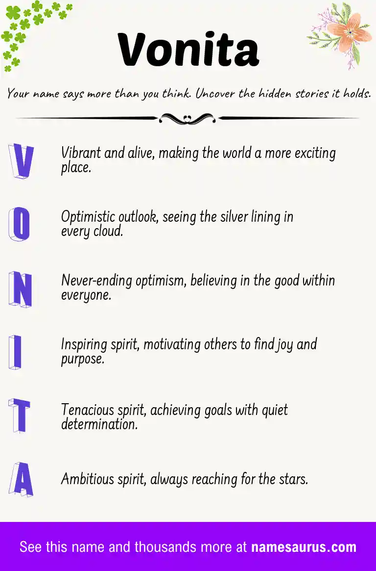 Acrostic poem about Vonita.
