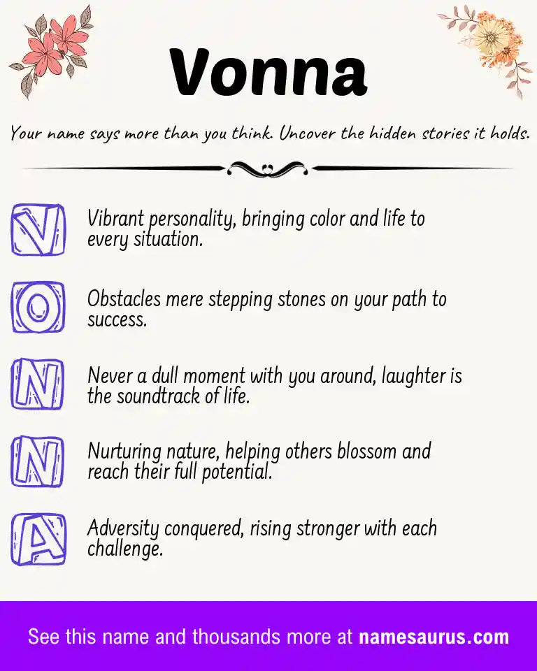 Acrostic poem about Vonna.