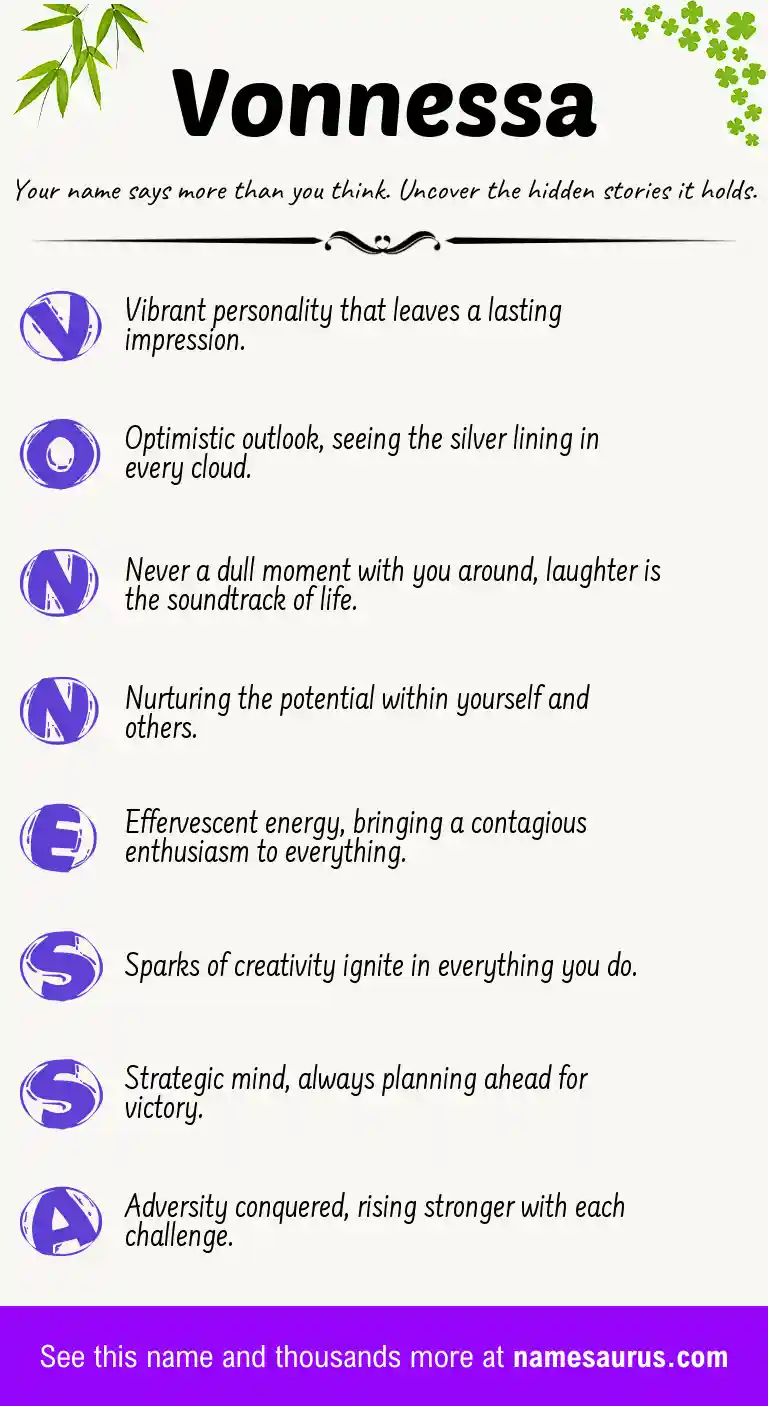 Acrostic poem about Vonnessa.