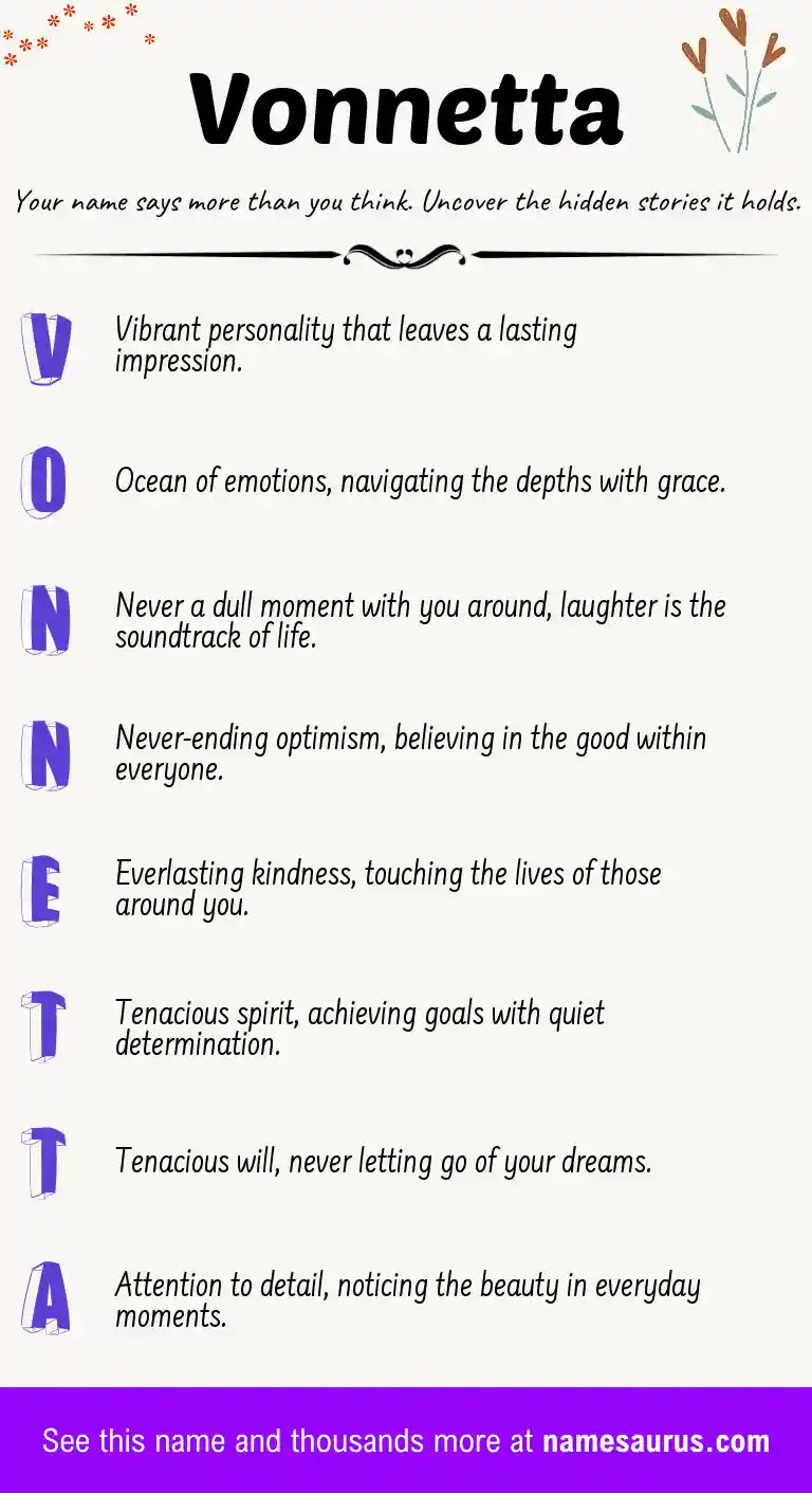 Acrostic poem about Vonnetta.