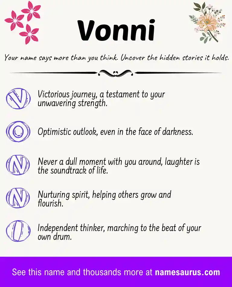 Acrostic poem about Vonni.