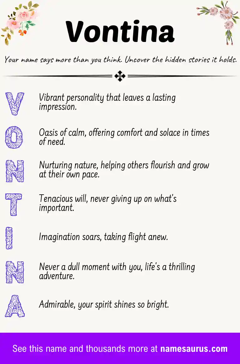 Acrostic poem about Vontina.