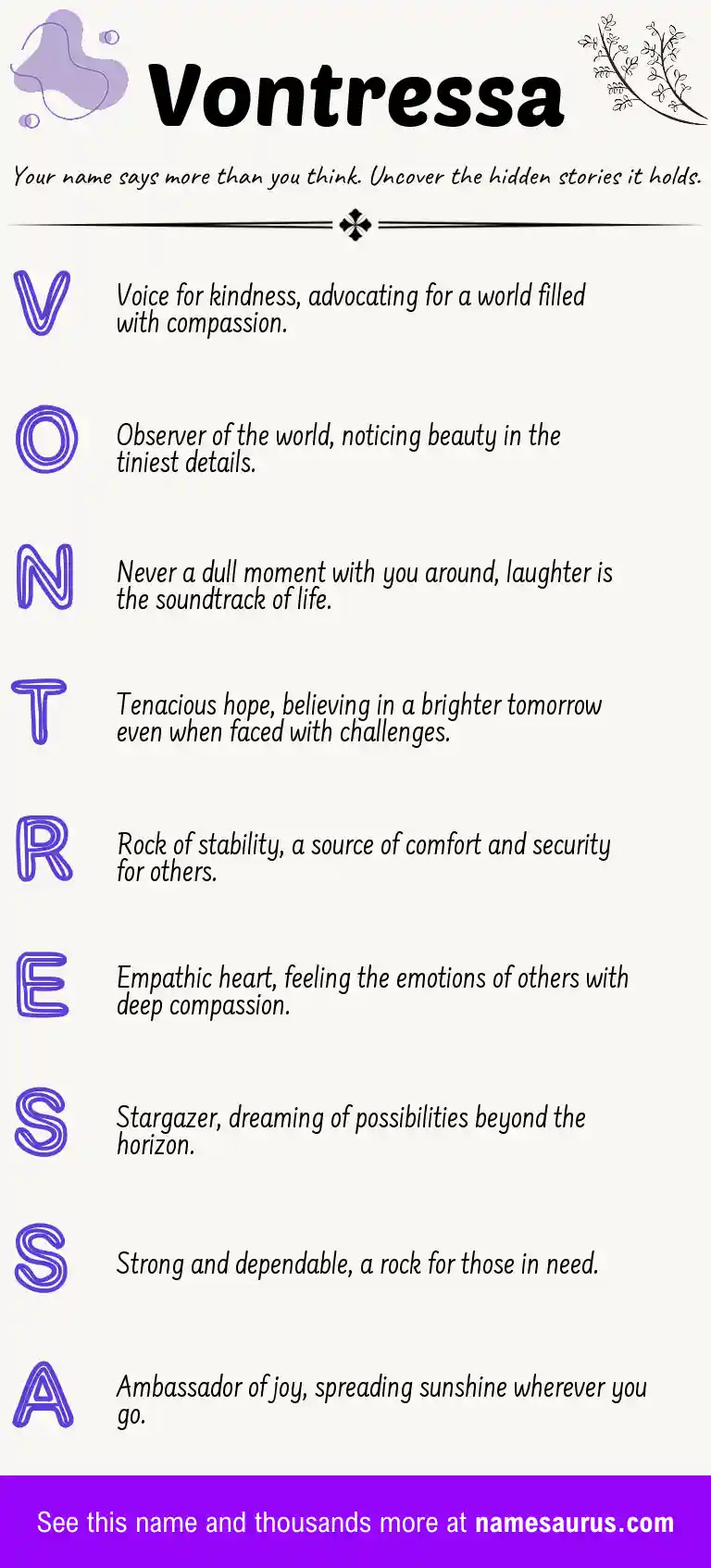 Acrostic poem about Vontressa.