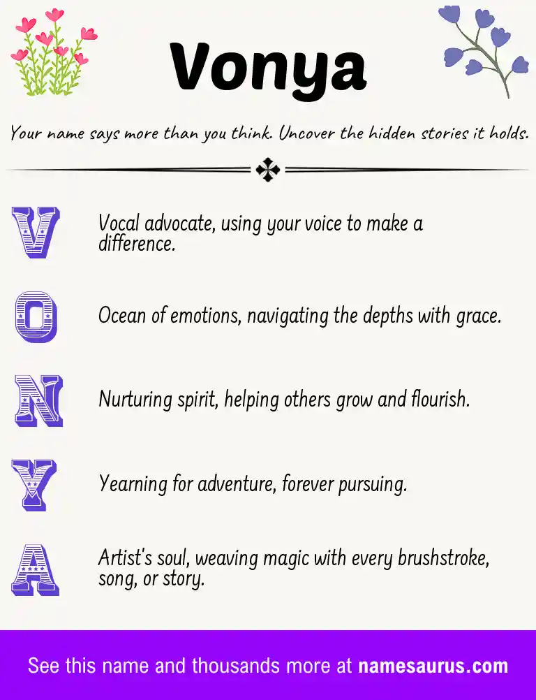 Acrostic poem about Vonya.
