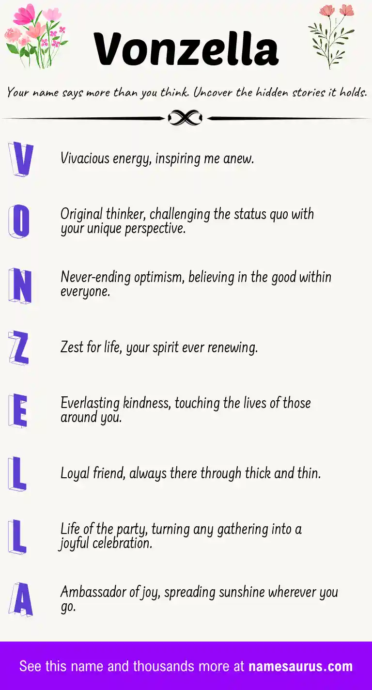 Acrostic poem about Vonzella.