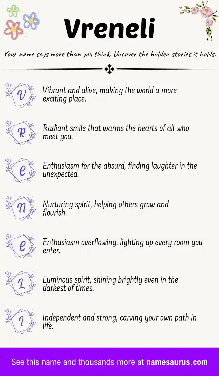 Acrostic poem about Vreneli.